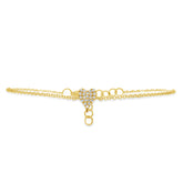 0.05ct 14k Yellow Gold Diamond Pave Heart Bracelet